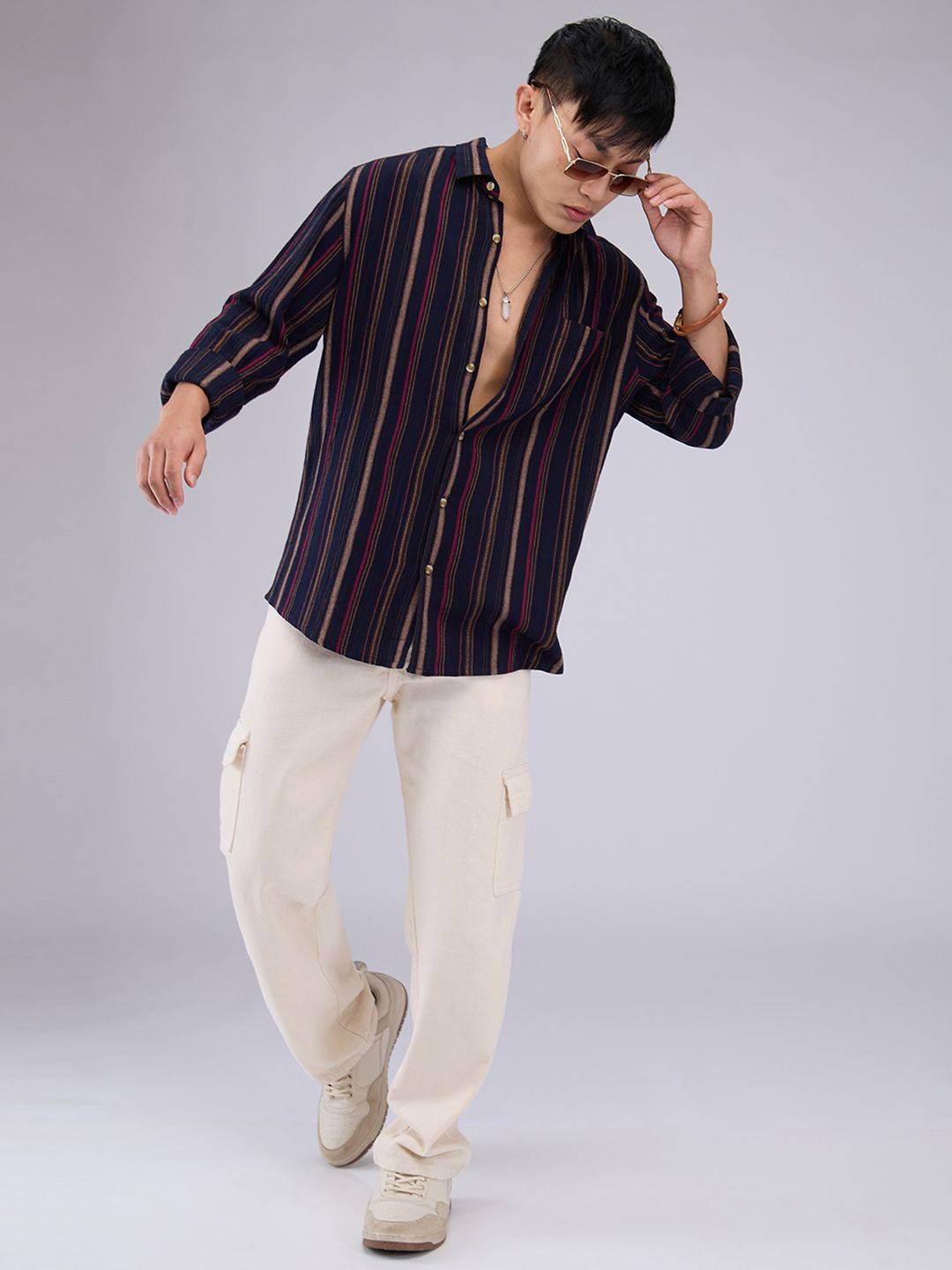 VASTRADO Men Classic Slim Fit Opaque Striped Casual Shirt