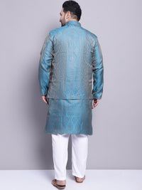 SOJANYA PLUS Ethnic Motifs Woven Design Kurta With Pyjamas & Nehru Jacket