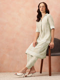 all about you Ethnic Motifs Printed Shirt Collar A-Line Kurta with Trousers