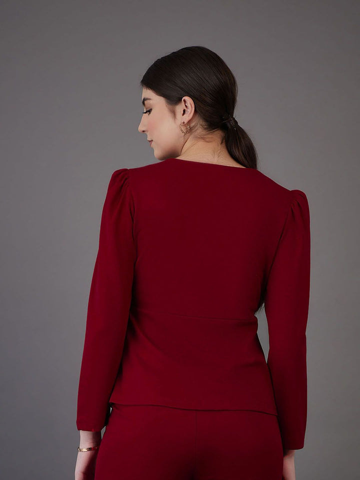 SASSAFRAS worklyf Sweetheart Neck Puff Sleeve Peplum Top