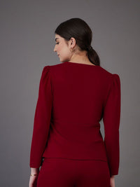 SASSAFRAS worklyf Sweetheart Neck Puff Sleeve Peplum Top