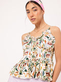 DressBerry Radiant Ruffles Crinkled Strappy Printed Tiered Top