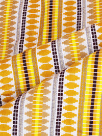 STITCHNEST Aztec Yellow & White 4-Seater Woven Table Cover With Lace  Border