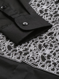 House of Pataudi Pure Cotton Ethnic Motifs Embroidered Opaque Party Shirt