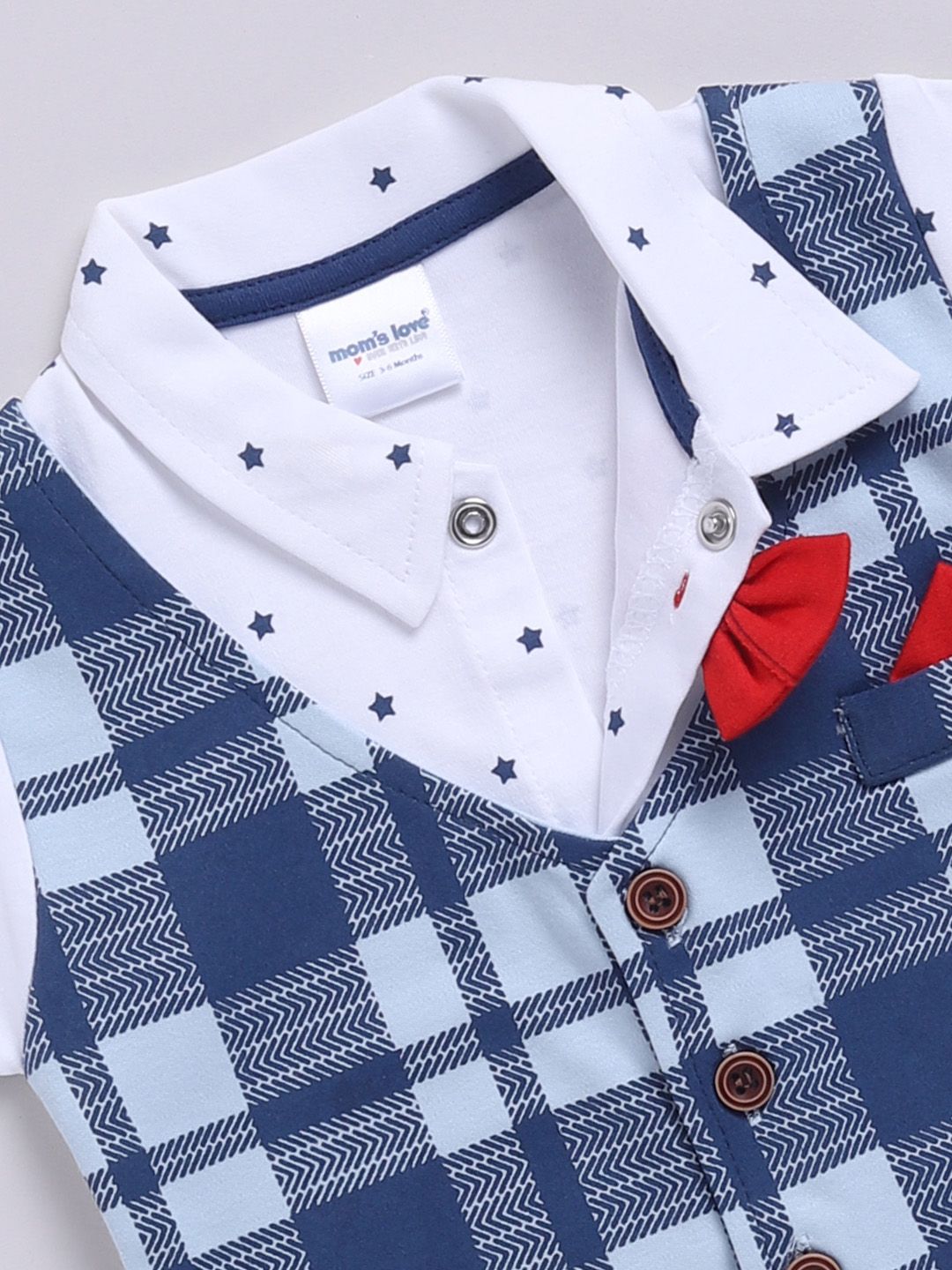 Moms Love Infant Boys Checked Pure Cotton Clothing Set