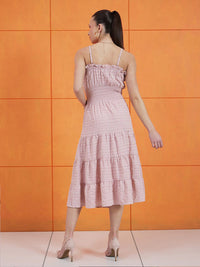 STREET 9 Self Design Shoulder Straps Smocked Tiered A-Line Dress
