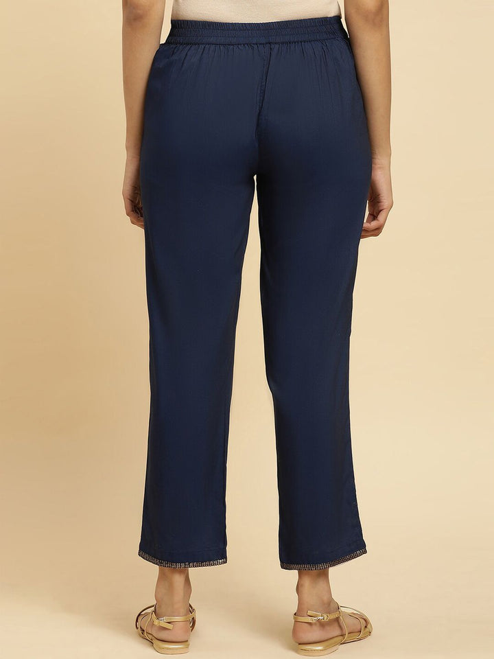 W Women Blue Straight Fit Trousers
