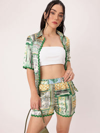 DressBerry Boho Bliss Printed Shirt With Trousers & Tube Top