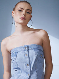 STREET 9 Cotton Denim Corset  Top