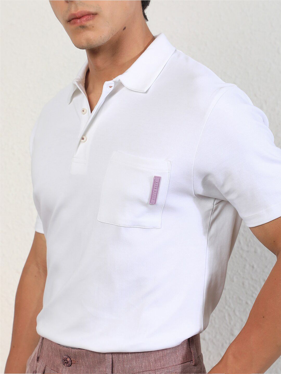 RARE RABBIT Men Mirim Polo Collar Slim Fit Pure Cotton T-Shirt