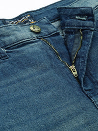 The Indian Garage Co Men Blue Slim Fit Low Distress Light Fade Ombre Stretchable Jeans