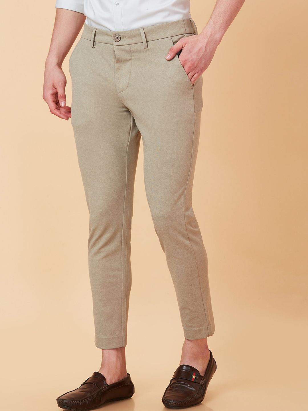 Being Human Men Mid Rise Easy Wash Cotton Chino Trousers