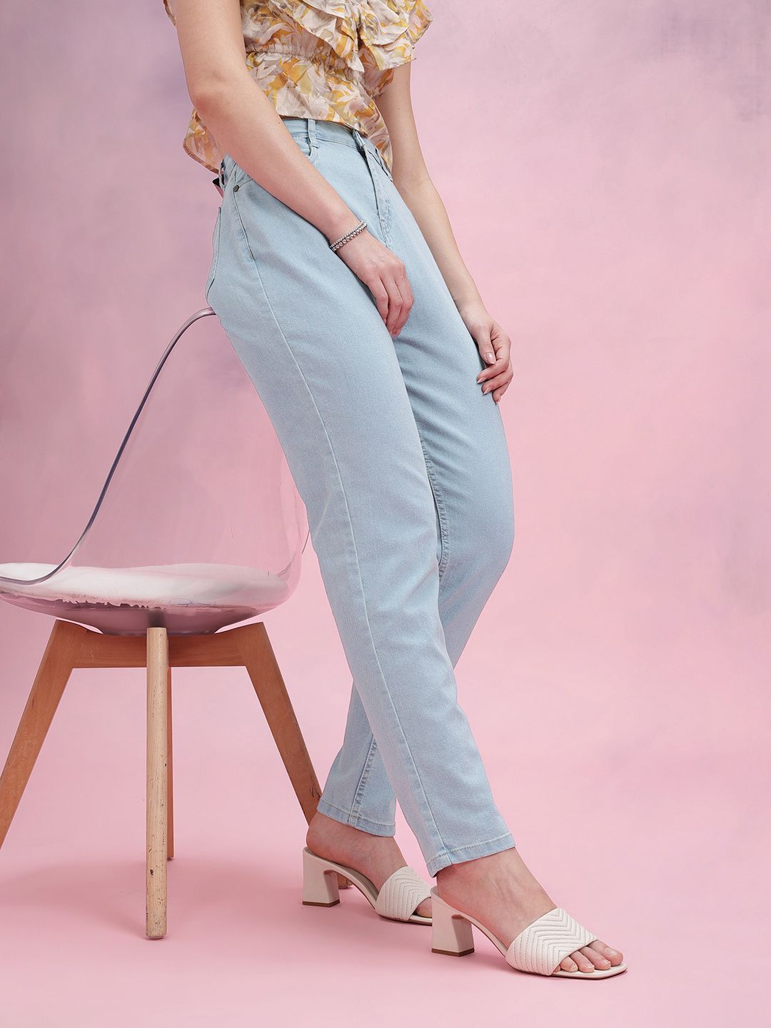 DressBerry Women Mid-Rise Stretchable Mom Fit Jeans