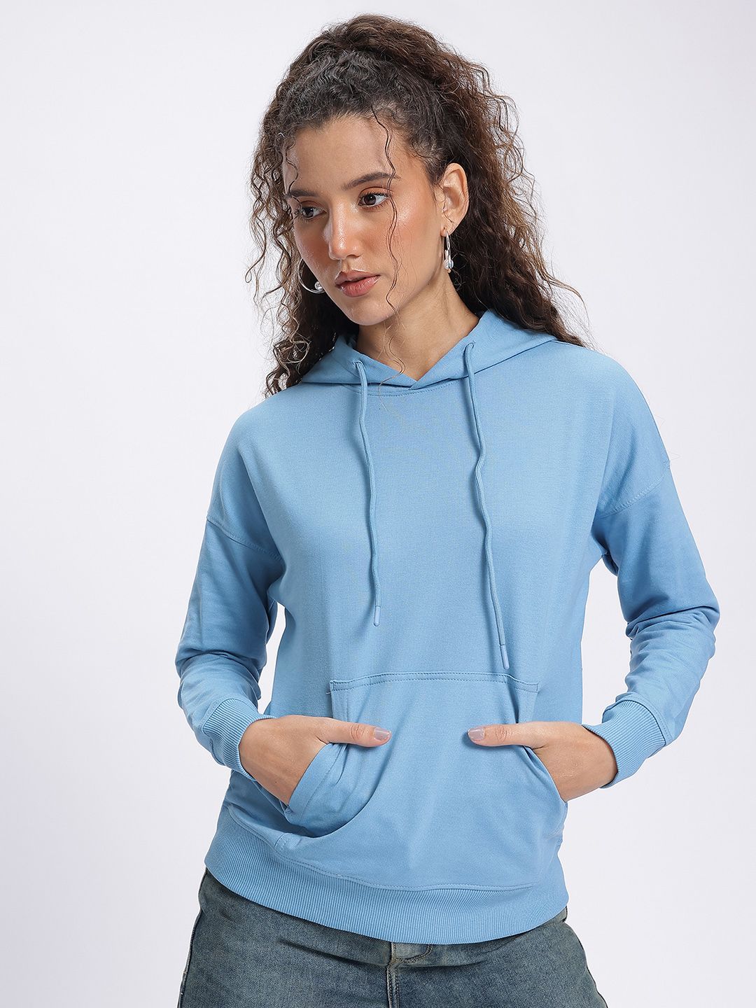 DressBerry Floral Hooded Drop-Shoulder Sweatshirt