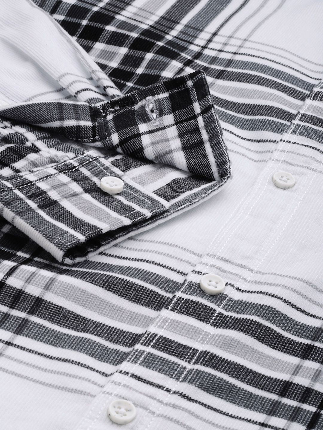 The Indian Garage Co Pure Cotton Tartan Checks Corduroy Casual Shirt