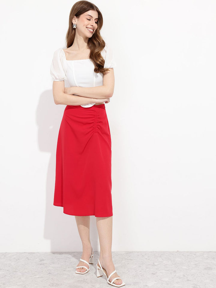 DressBerry The New Minimalism Ruched Knee Length A-Line Skirt