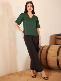 DENNISON V-Neck Puff Sleeves Top