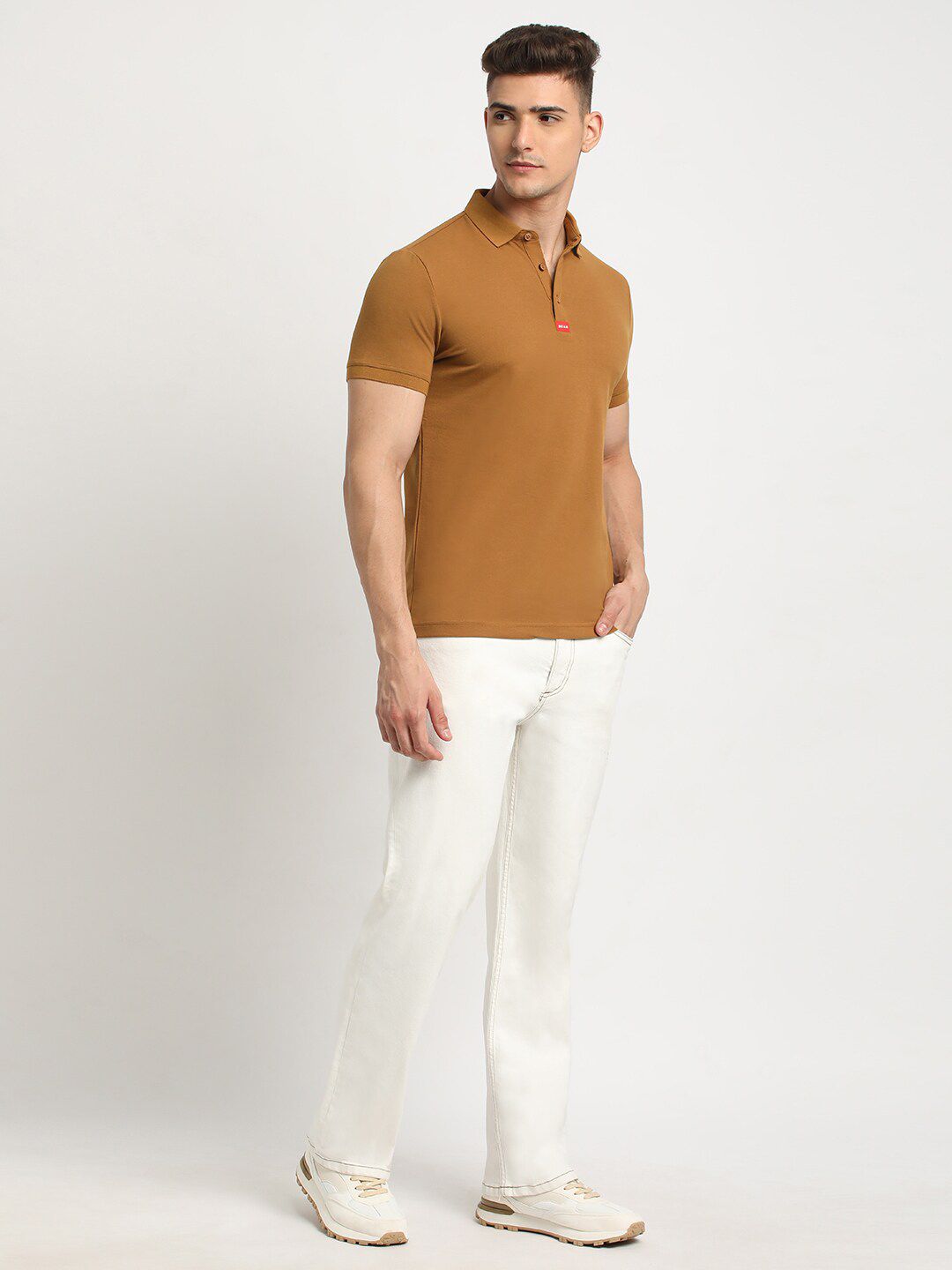 THE BEAR HOUSE Polo Collar Short Sleeves Slim Fit T-shirt