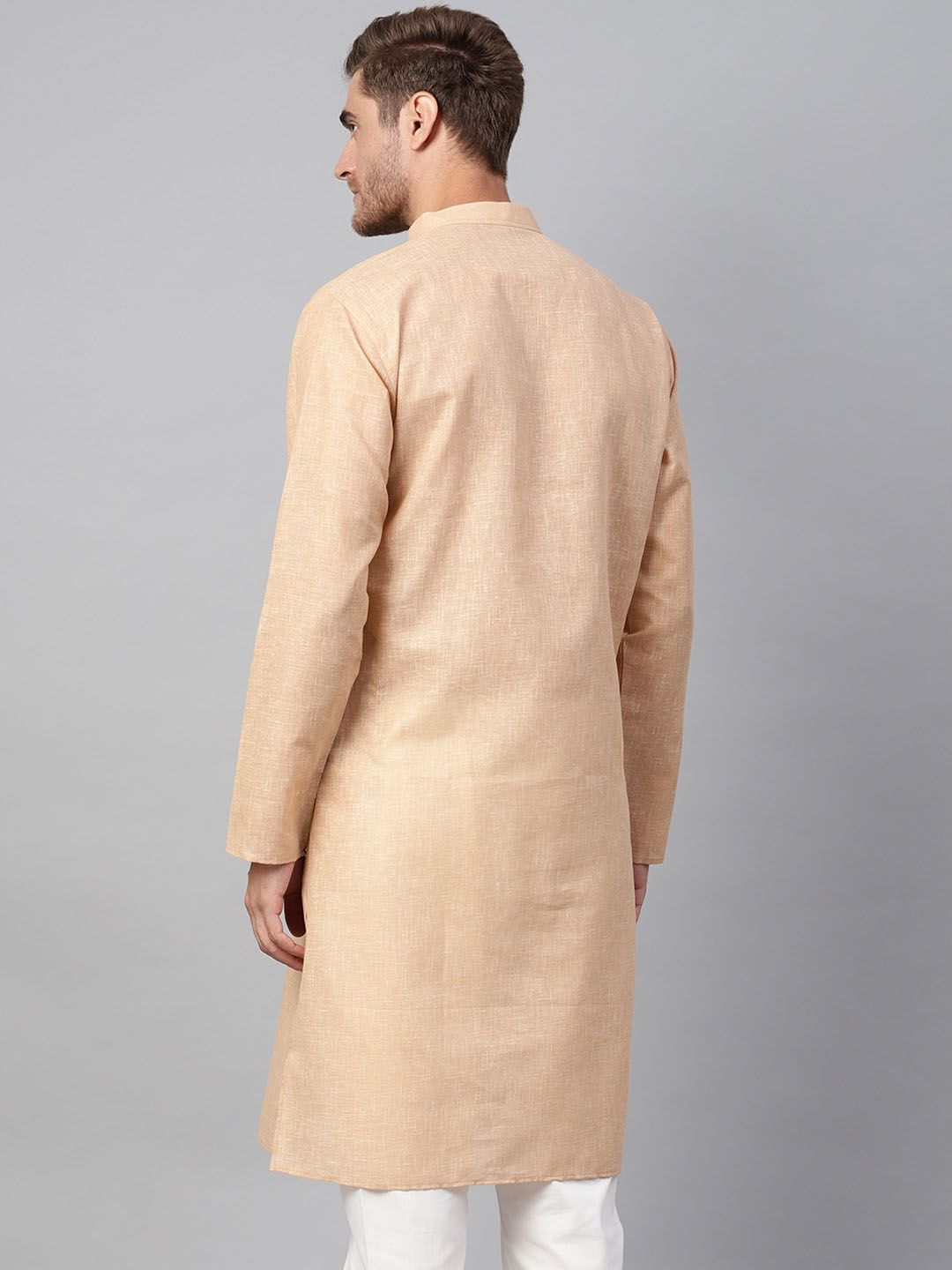 SOJANYA Men Brown Woven Design Straight Kurta