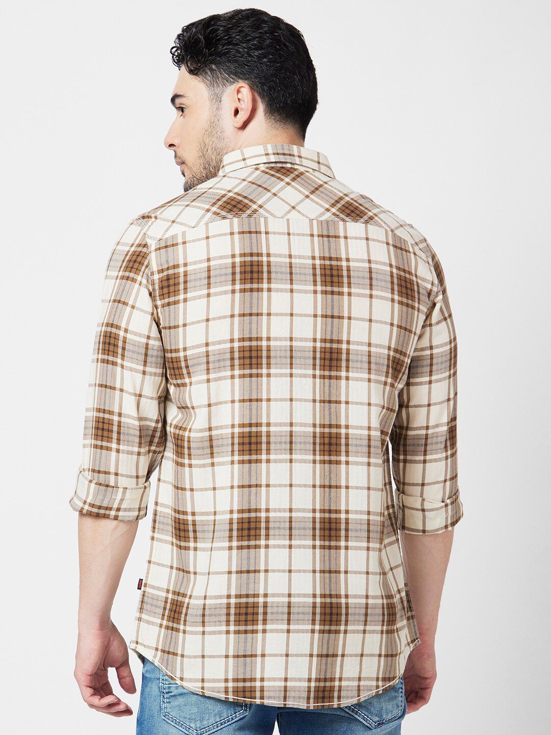 Spykar Classic Tartan memeriksa baju kasta Kain