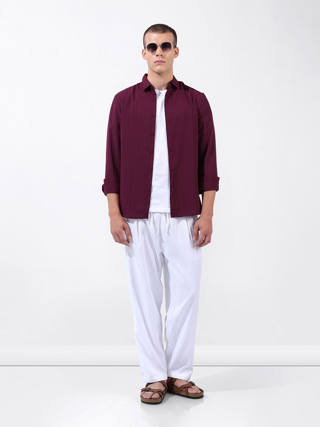 The Indian Garage Co Men Regular Fit Textured Resort Wear Shirt