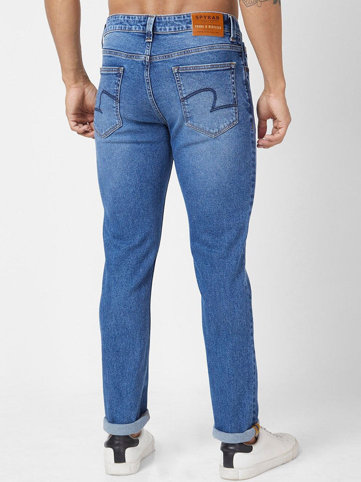 SPYKAR Men Slim Fit Low-Rise Heavy Fade Clean Look Cotton Stretchable Jeans