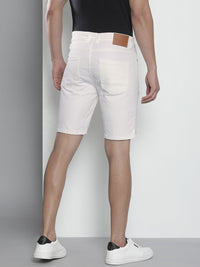 The Indian Garage Co Men White Slim Fit Denim Shorts