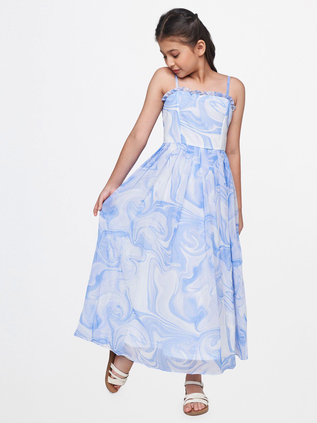 AND White & Blue Fit & Flare Maxi Dress