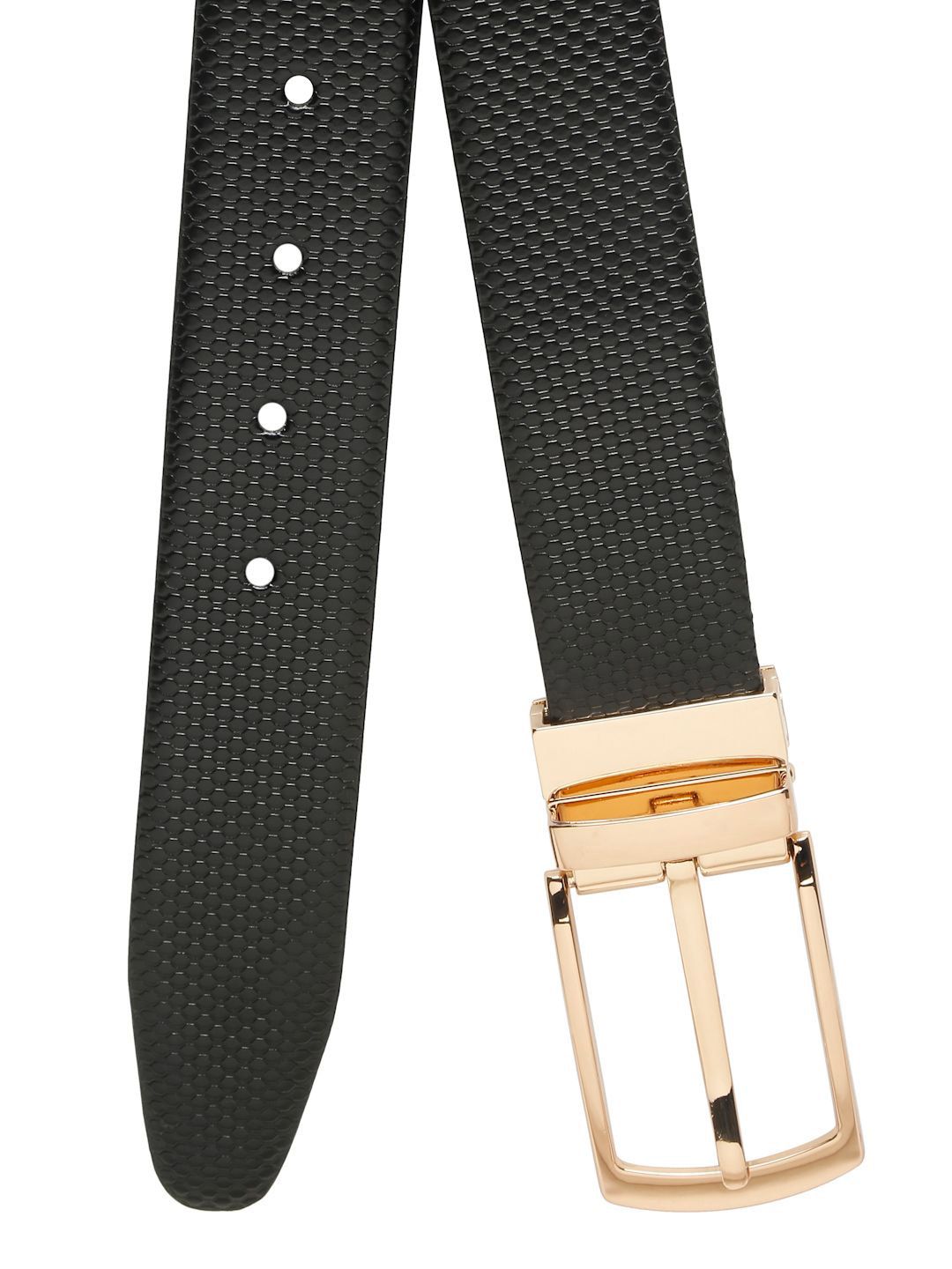 Teakwood Leathers Men Textured Leather Reversible Formal Belt