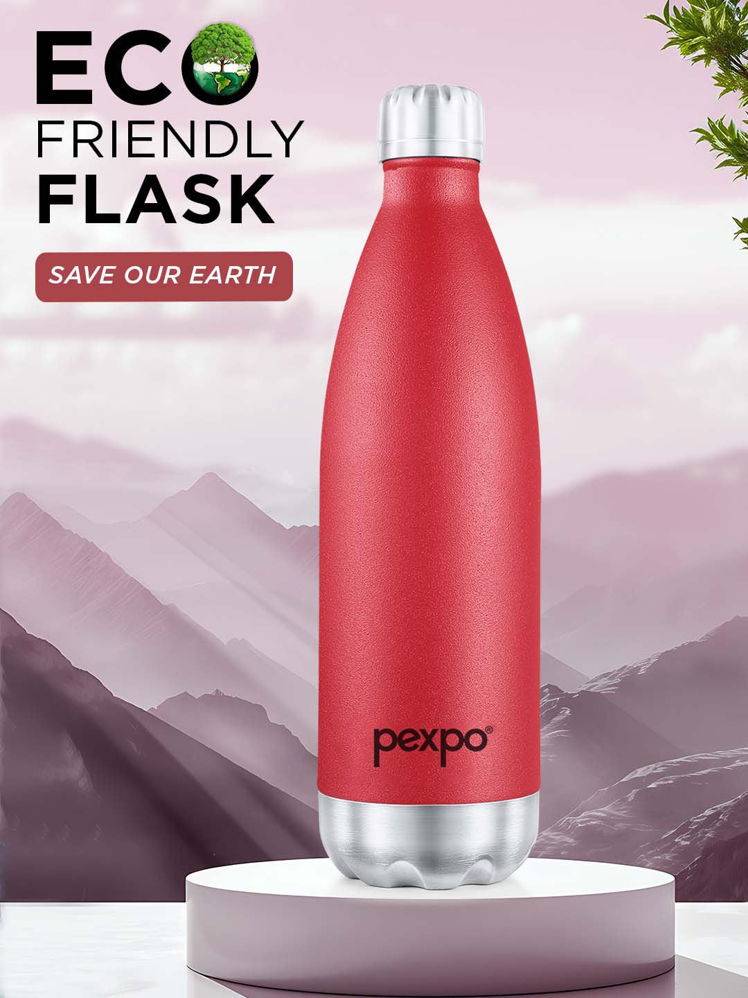 Pexpo Electro Red ISI Certified Thermosteel 24Hrs Hot & Cold Insulated Water Bottle 980ml