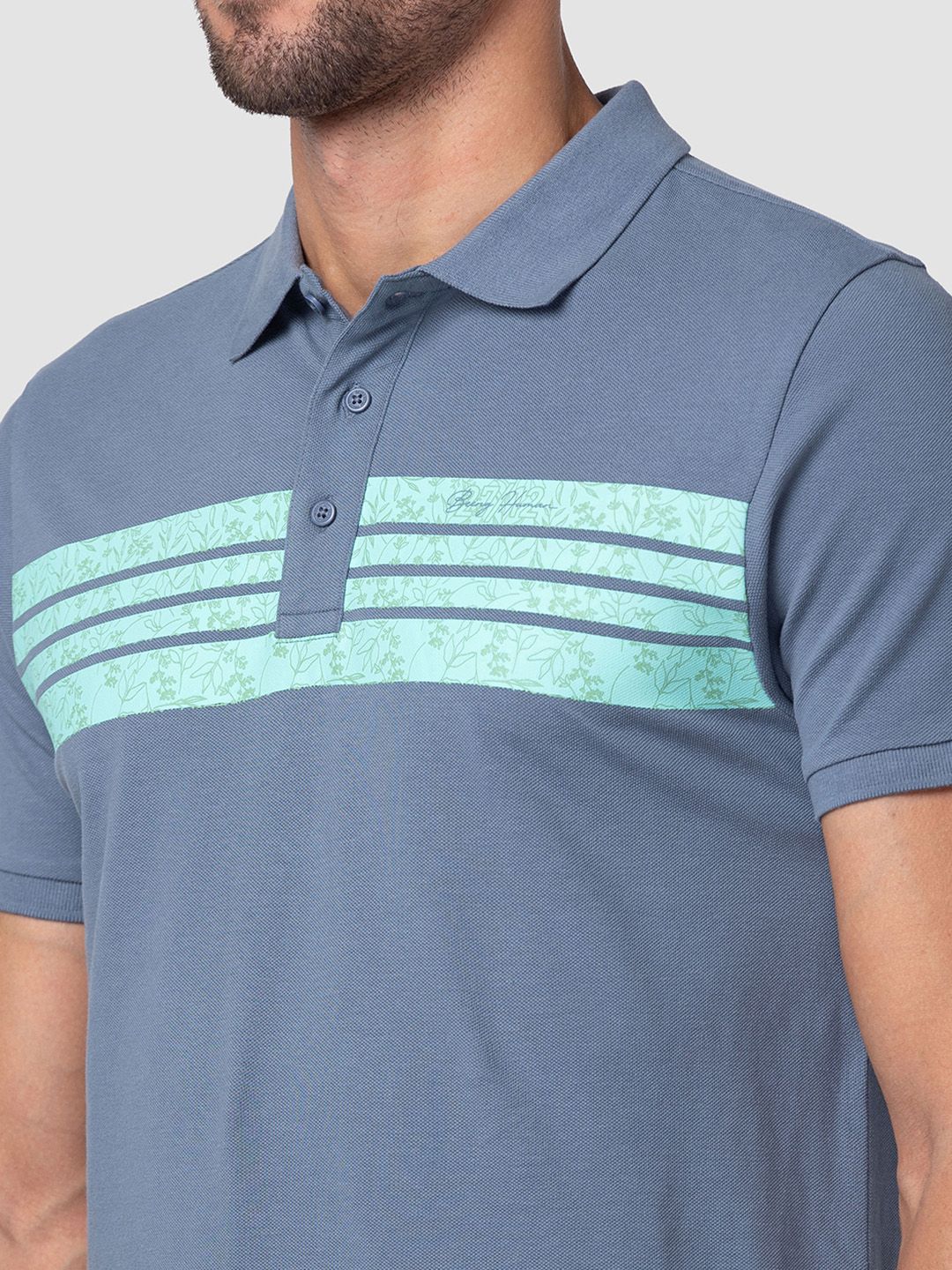 Being Human Clothing Men Pure Cotton Striped Polo Collar T-shirt