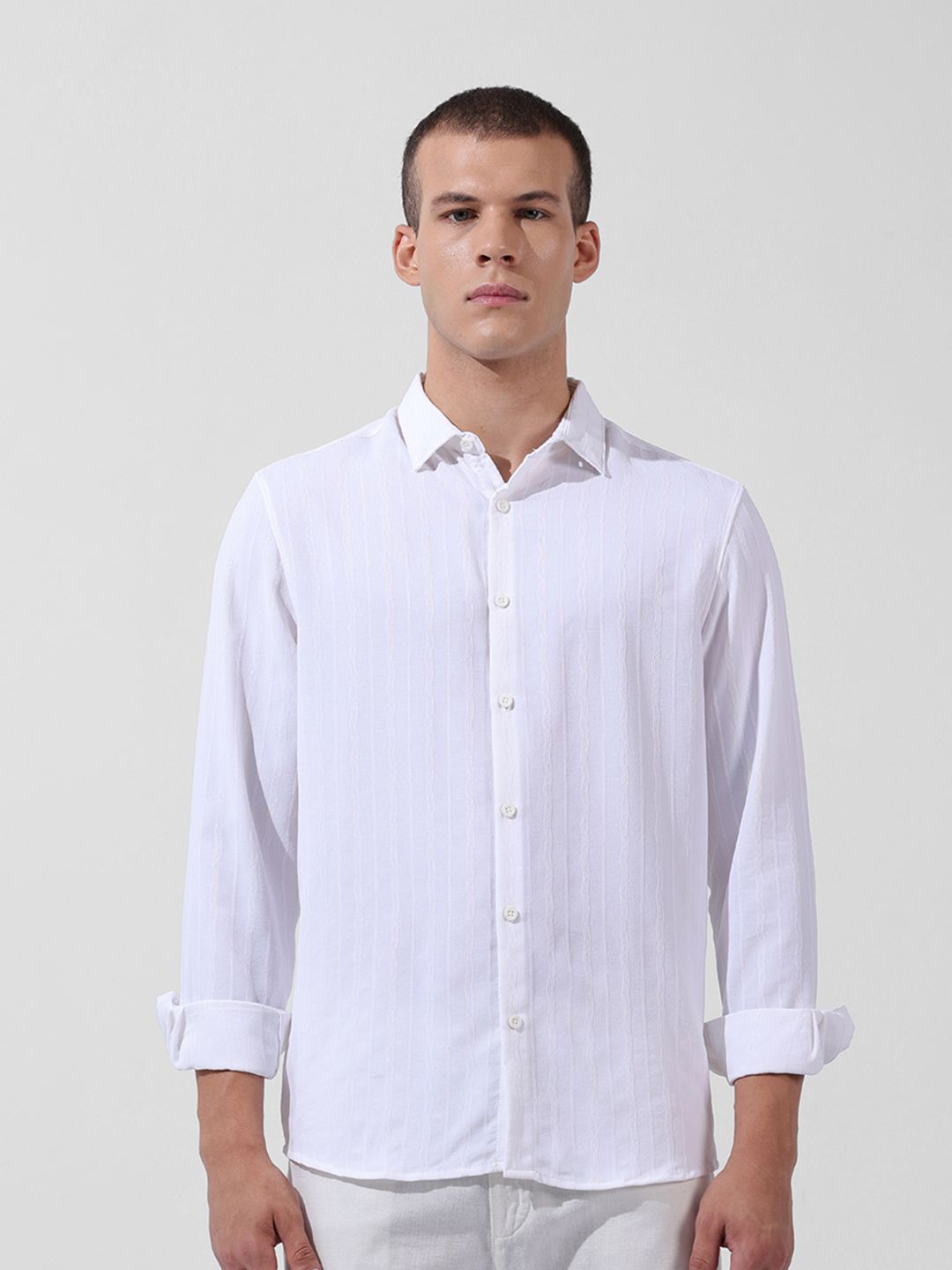 The Indian Garage Co Men Regular Fit Textured Resort Wear Shirt