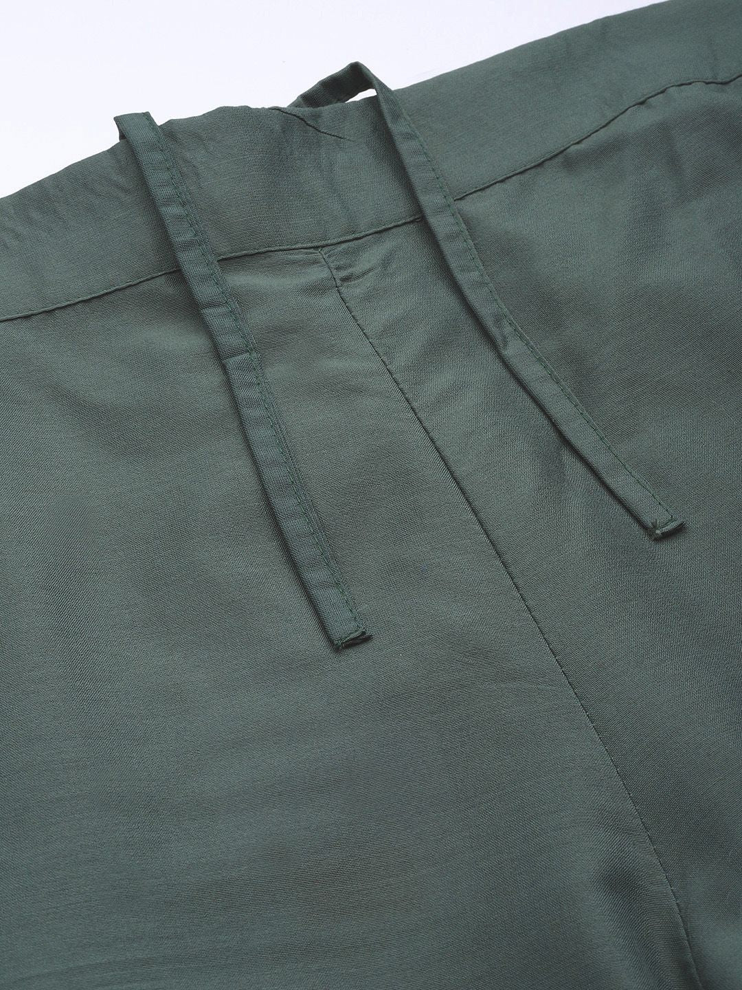 W Women Green Solid Straight Palazzos