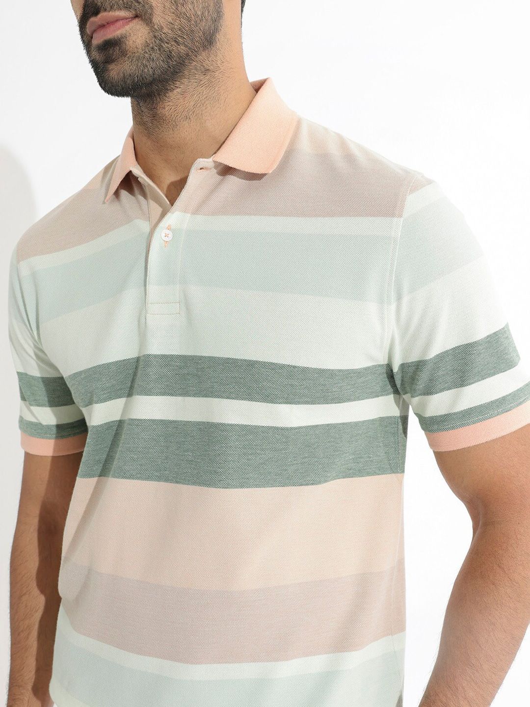 RARE RABBIT Men Rings-4 Slim Fit Solid Pure Cotton Polo Collar T-Shirt