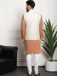SOJANYA Ethnic Motifs Woven Design Regular Kurta & Churidar With Nehru Jacket