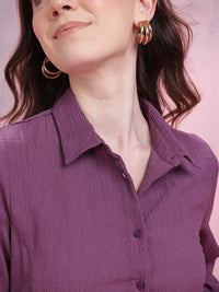 DressBerry Lace-Up Detail Crinkled Casual Shirt