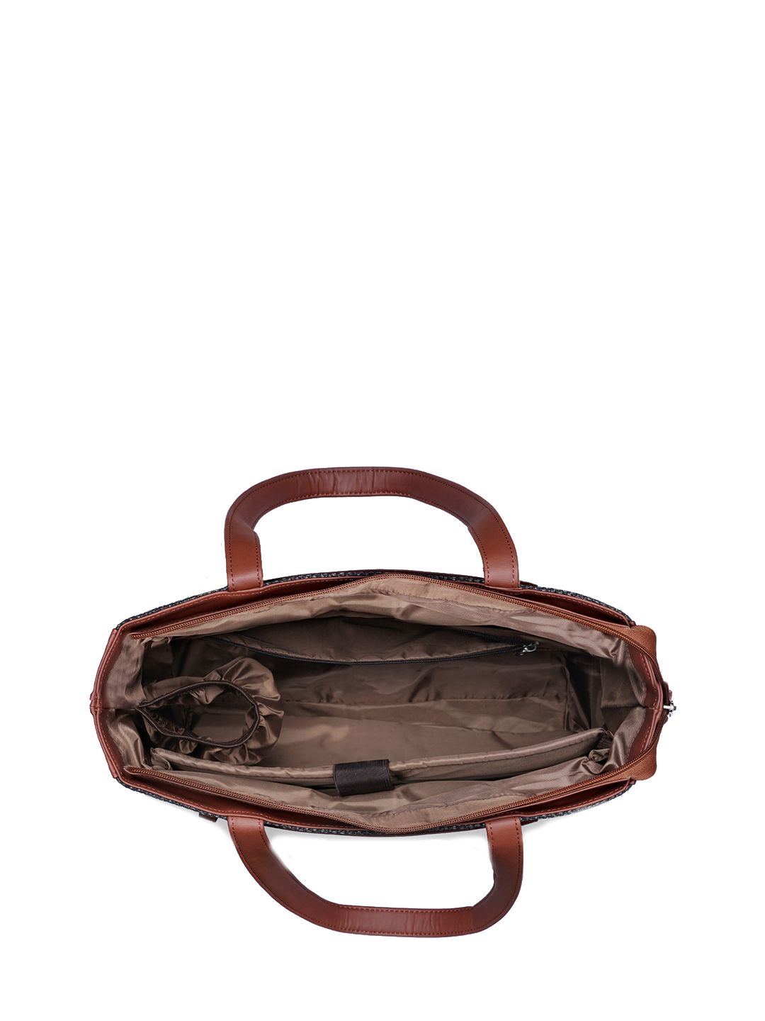 ZOUK Printed Structured Jute Laptop Shoulder Bag