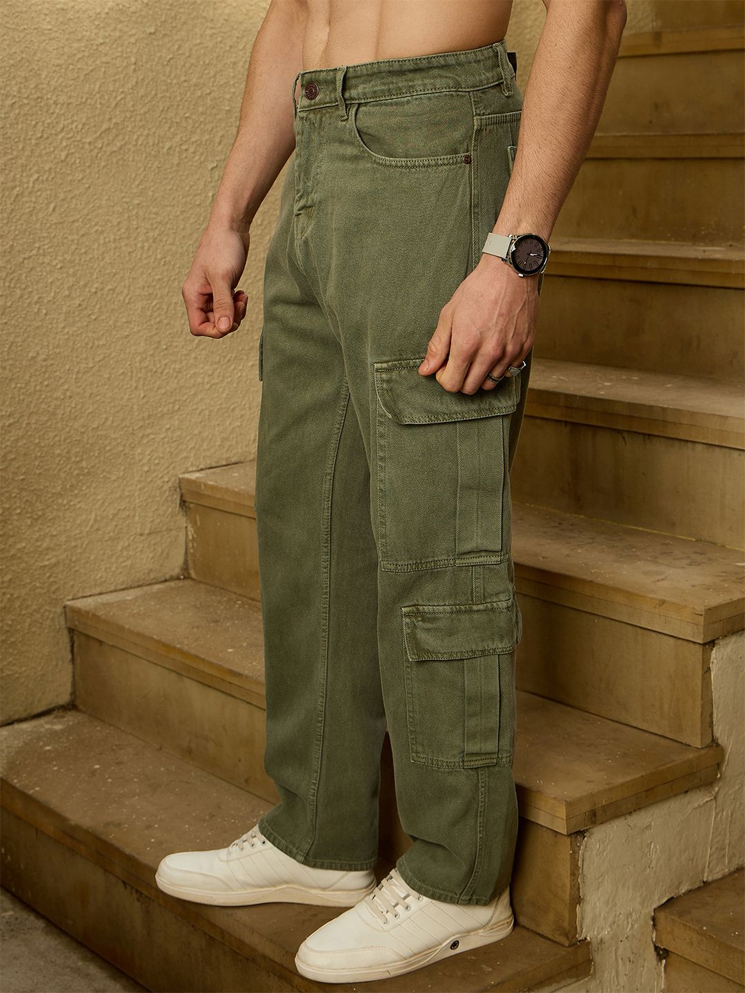 DENNISON Korean Baggy Fit Cargo Jeans