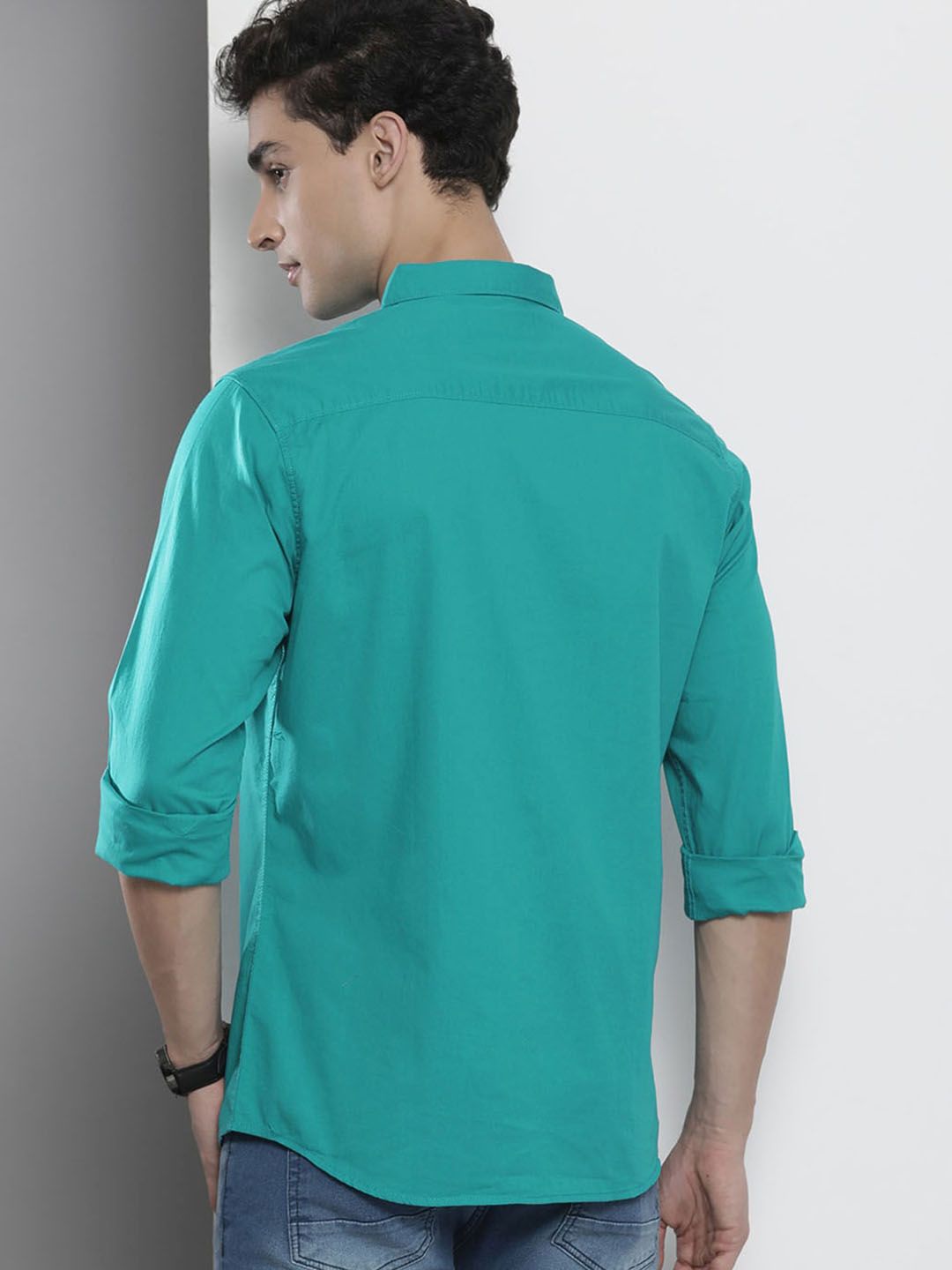 The Indian Garage Co Men Blue Solid Casual Shirt