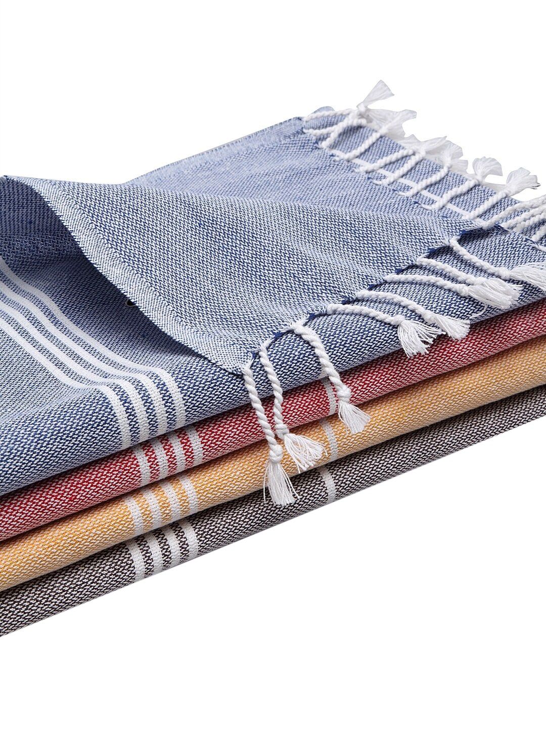 KLOTTHE Unisex Set of 4 Striped 210 GSM Bath Towels