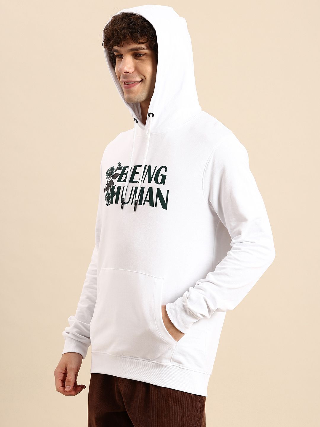 Being Human Brand Logo Printed Hooded Pure Cotton Sweatshirt