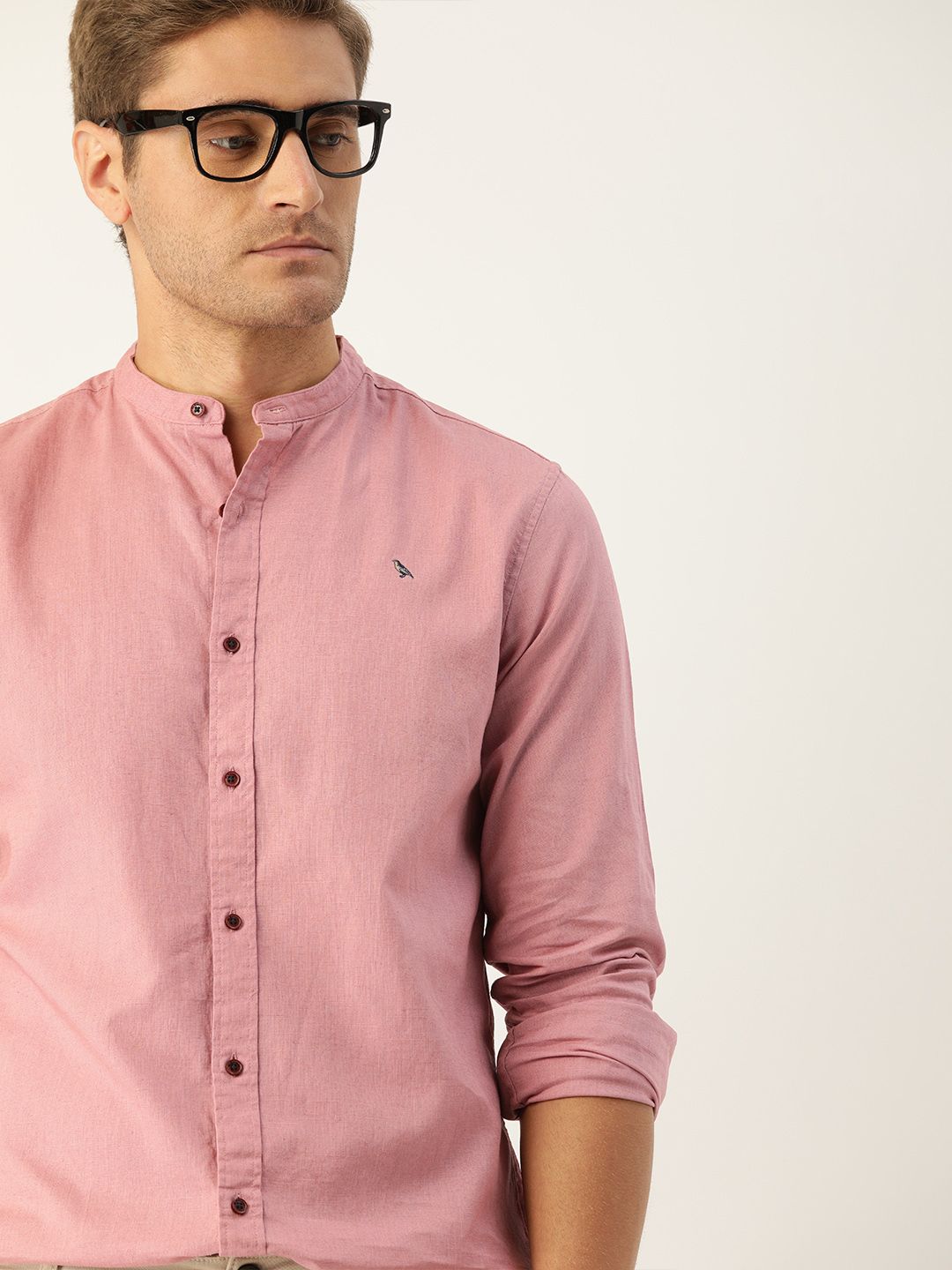Mr Bowerbird Men Pink Tailored Fit Solid Casual Shirt