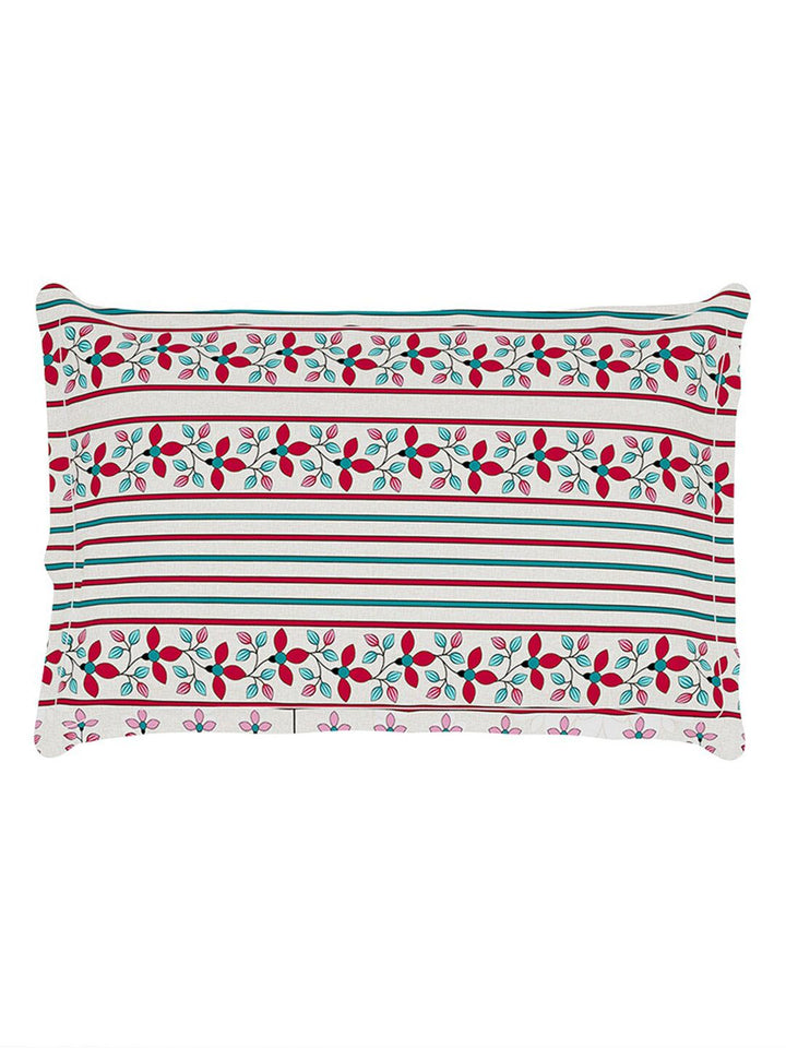 Story@home Grey & Pink Ethnic Motifs 180 TC Single Bedsheet with 1 Pillow Cover