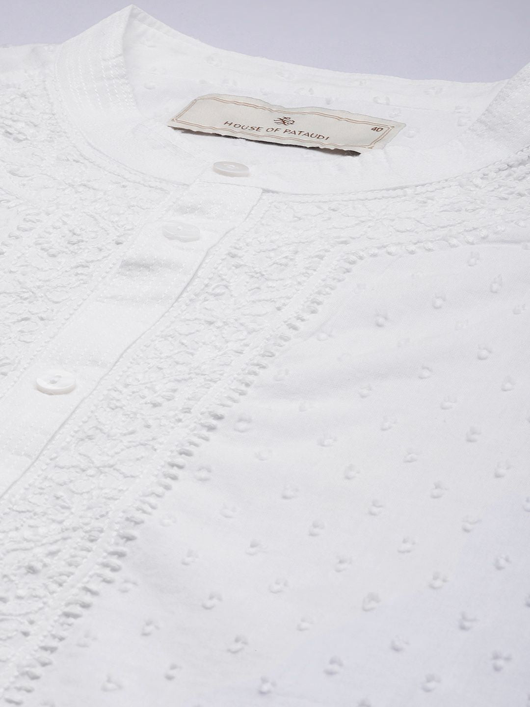 House of Pataudi Pure Cotton Chikankari Embroidered Dobby Jashn Kurta