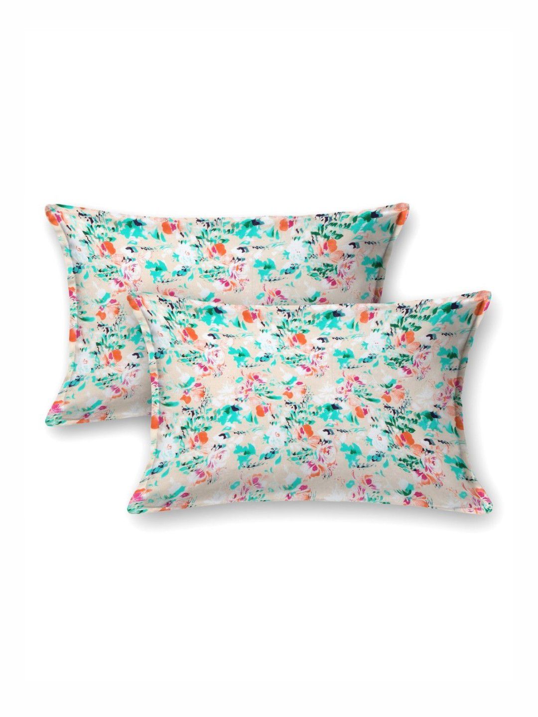 BOMBAY DYEING Dream Lover Green Floral Cotton 104 TC Queen Bedsheet Set 2.54 m x 2.24 m