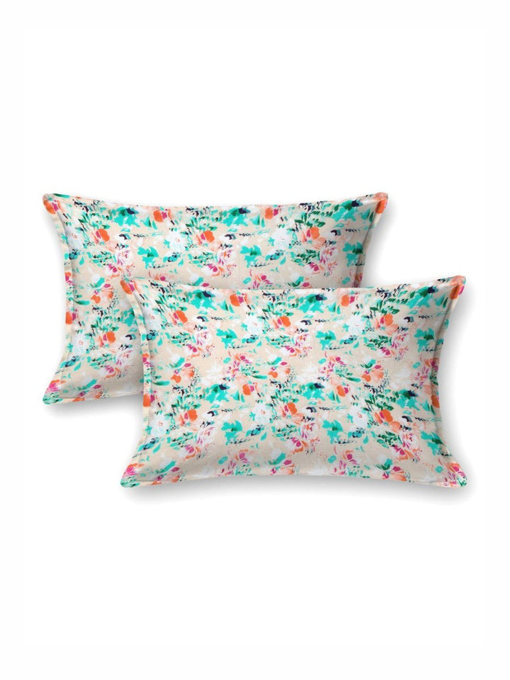 BOMBAY DYEING Dream Lover Green Floral Cotton 104 TC Queen Bedsheet Set 2.54 m x 2.24 m