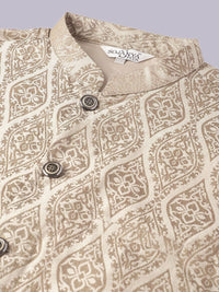 SOJANYA PLUS Motif Etnik Rekaan Tenunan Kurta Biasa Dengan Baju Tidur & Jaket Nehru