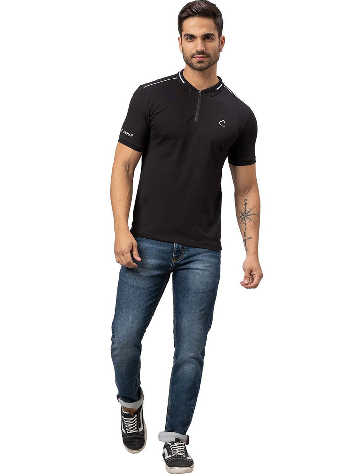Menjadi T-shirt kolar polo pepejal lelaki manusia manusia