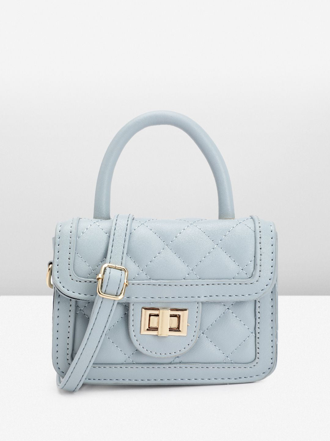 DressBerry Quilted Structured Satchel Bag