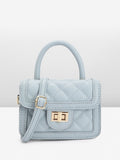 DressBerry Quilted Structured Satchel Bag